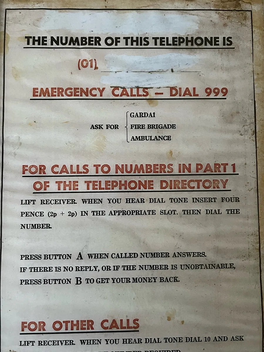 Vintage AB Payphone Notice - Image 2