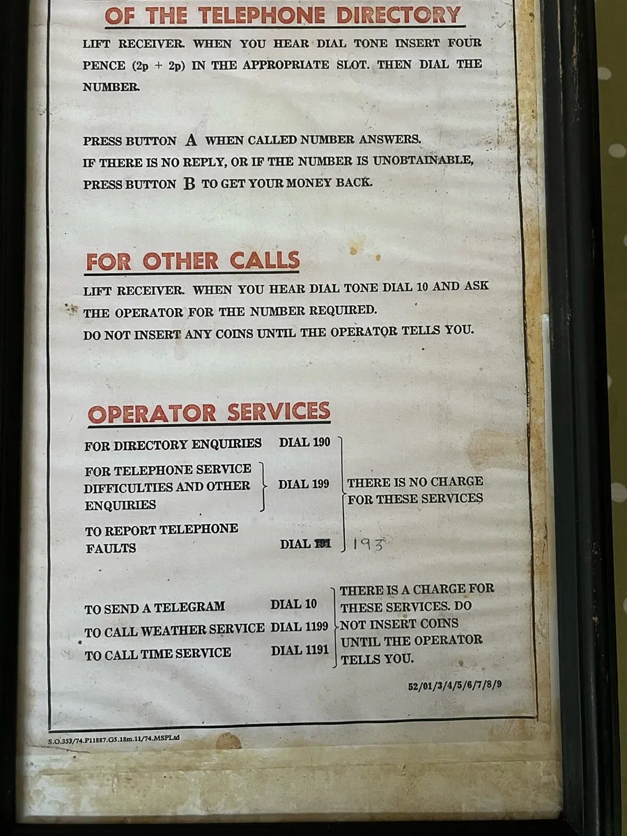 Vintage AB Payphone Notice - Image 3
