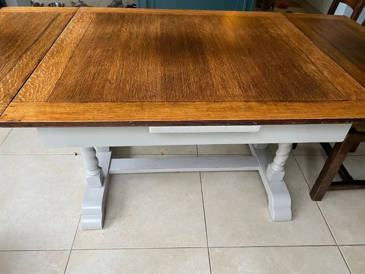 Beautiful Solid Wood Farmhouse Dining Table/Extendable/ Rustic Style - Image 1