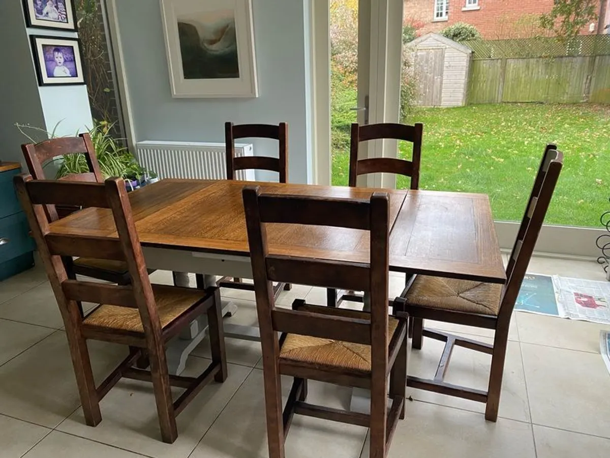 Beautiful Solid Wood Farmhouse Dining Table/Extendable/ Rustic Style - Image 2