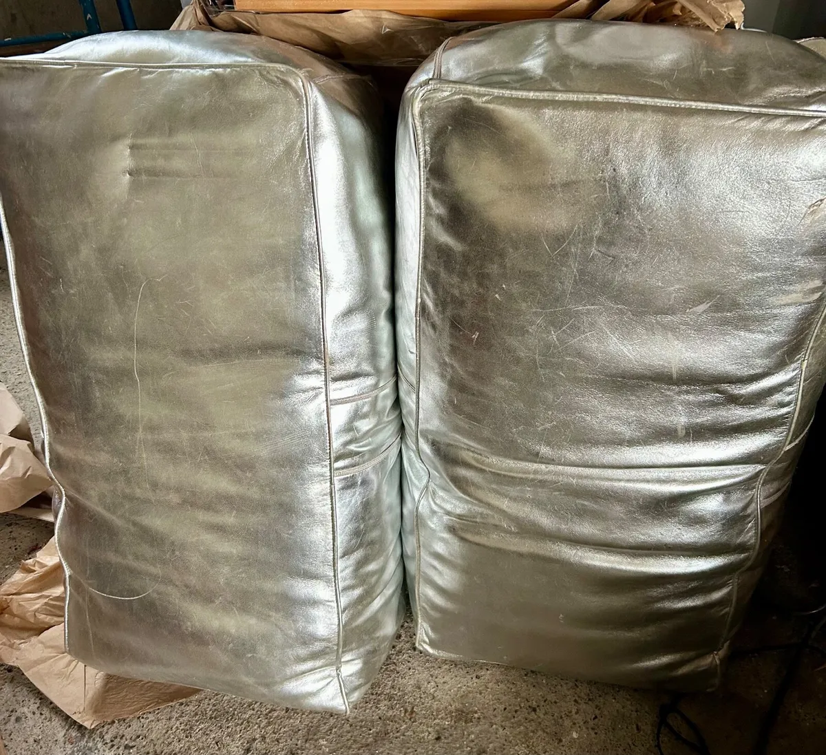 Silver Pouffes/footstools - Image 1