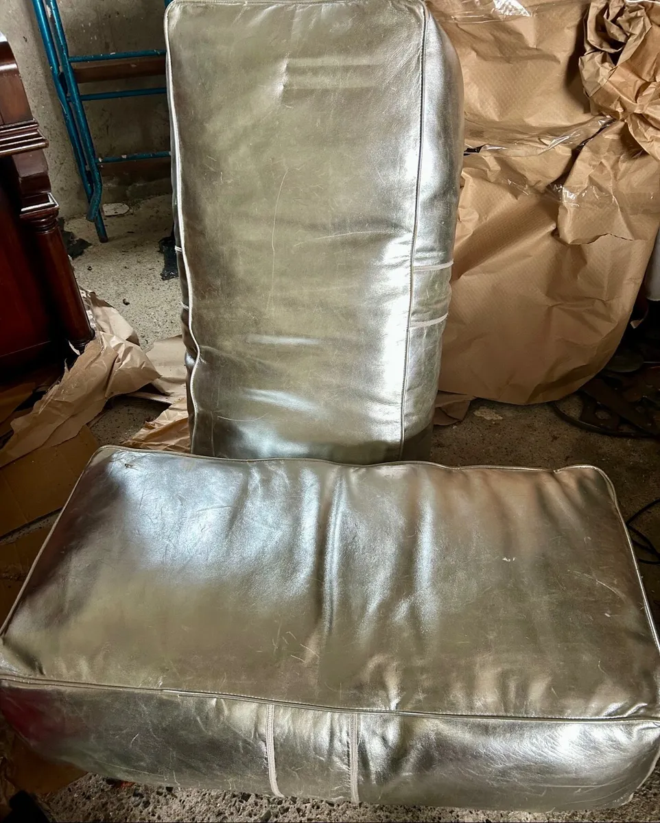 Silver Pouffes/footstools - Image 2