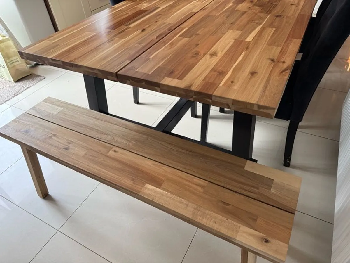 Kitchen table with 4 dining chairs and 2 benches - Image 3