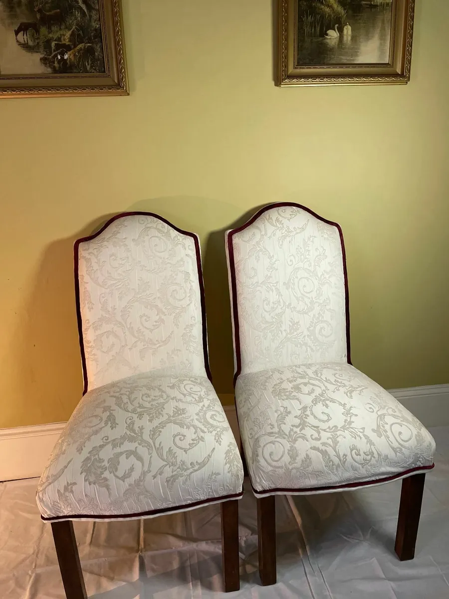 Pair of Traditional Upholstered Dining Chairs - Image 1