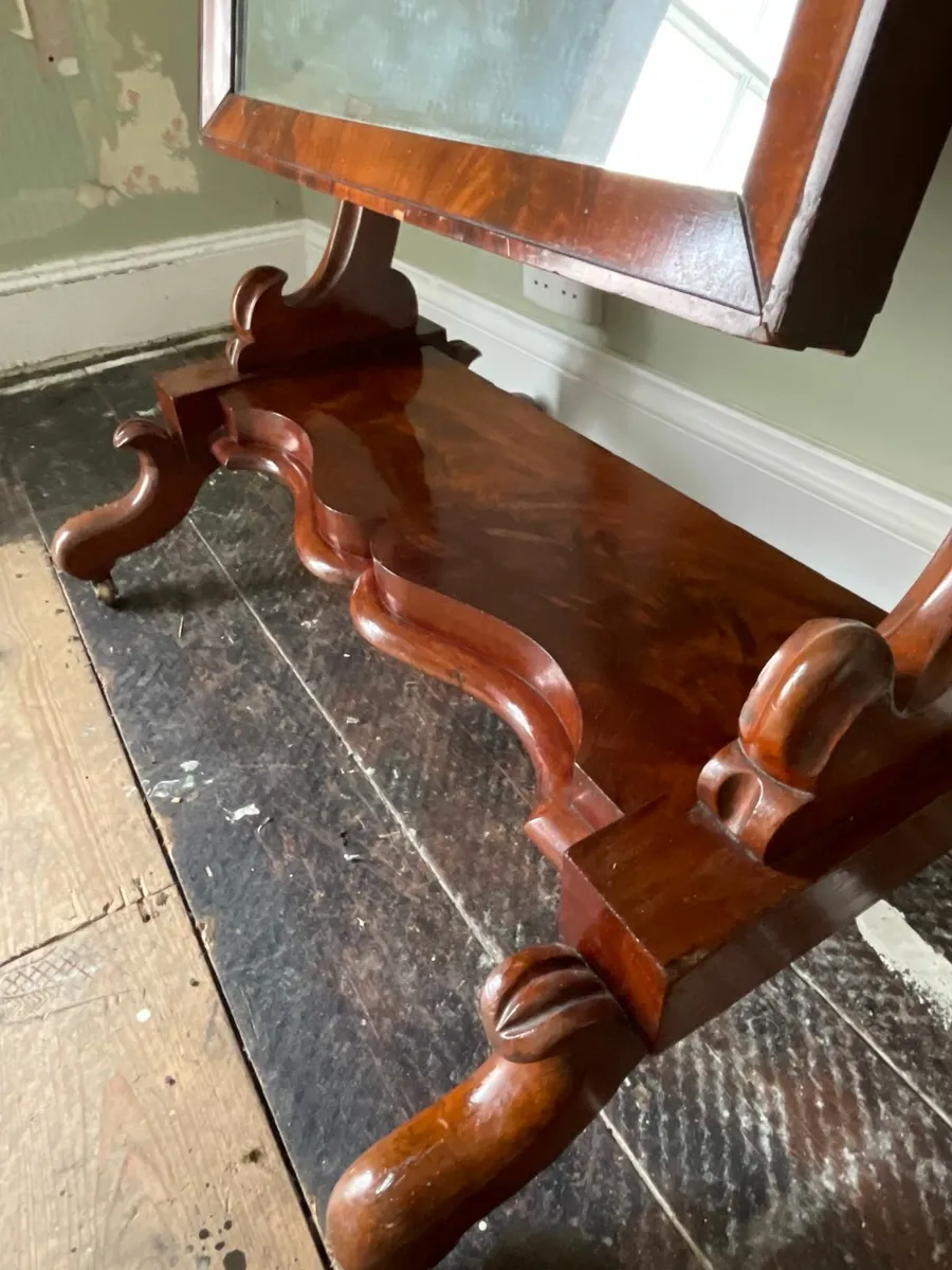 Antique-Style Darkwood Standing Mirror - Image 2