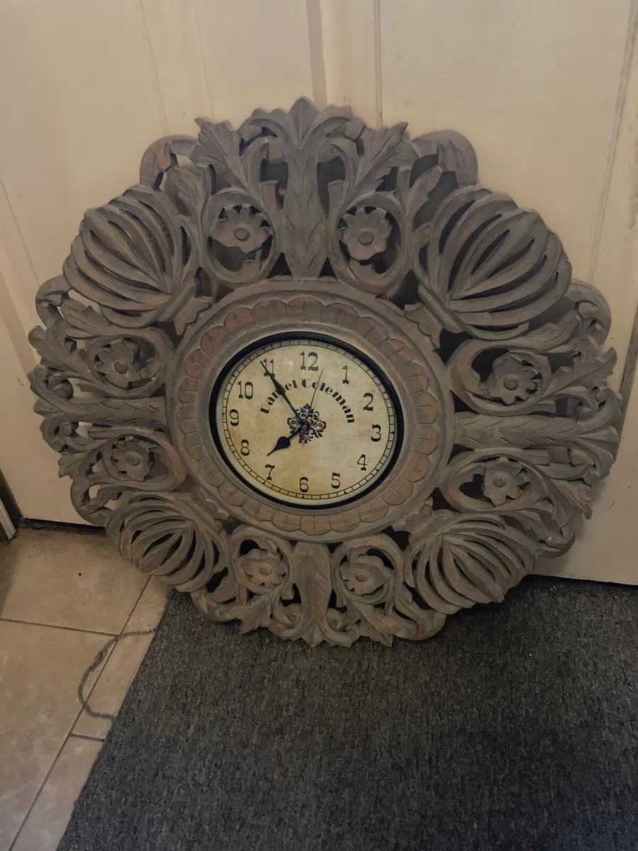 Large wooden craved clock free postage