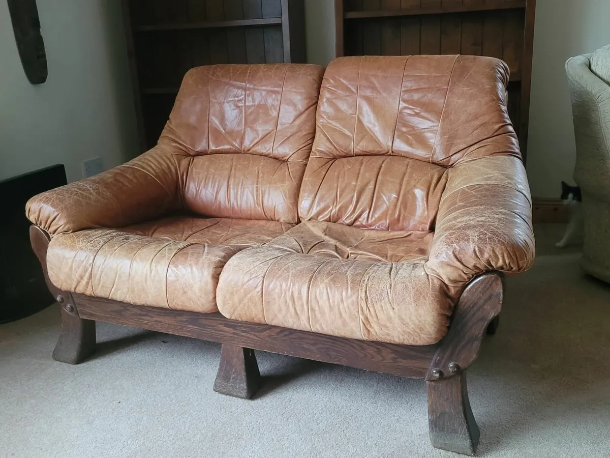 Two-Seater Leather Couch - Image 1