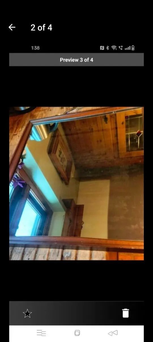 Teak framed Vintage Mirror, very heavy, hang portr - Image 1