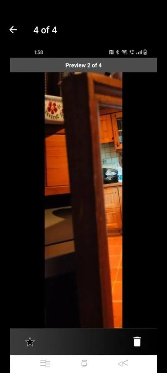 Teak framed Vintage Mirror, very heavy, hang portr - Image 4