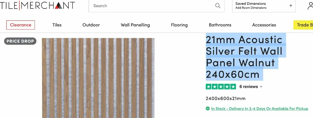 Acoustic Silver Felt Wall Panel Walnut - Image 2