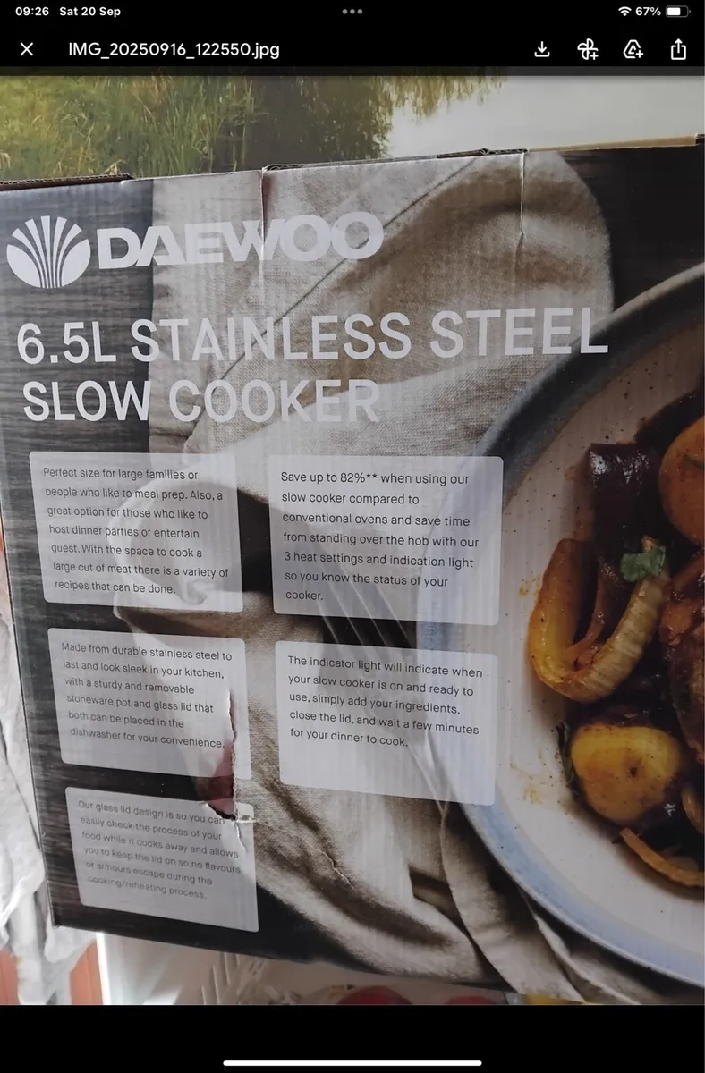 Daewoo slow cooker. 6:5 ltr new. - Image 2