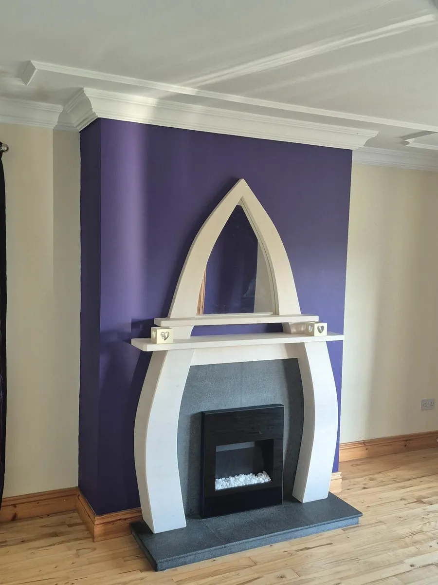 Limestone Fireplace with mirror - Image 1