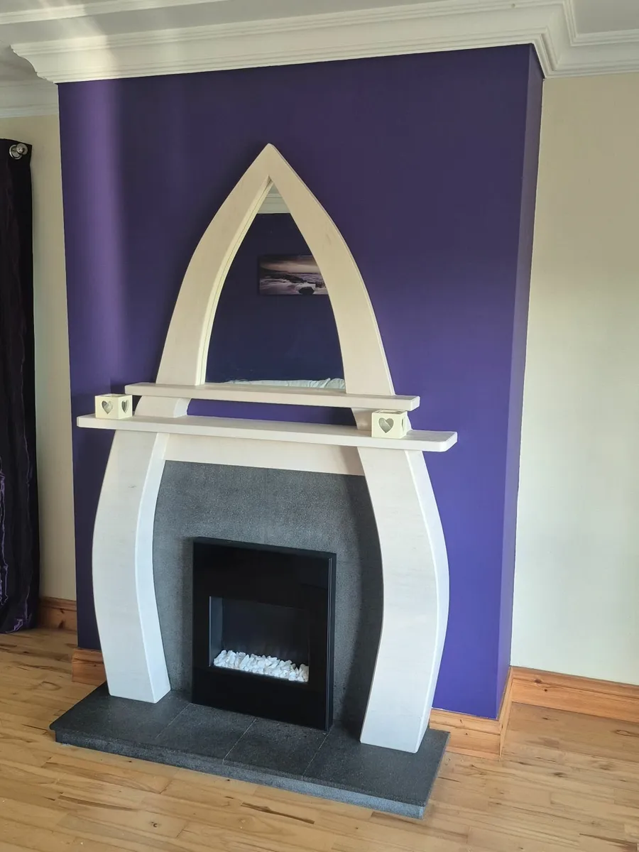 Limestone Fireplace with mirror - Image 2