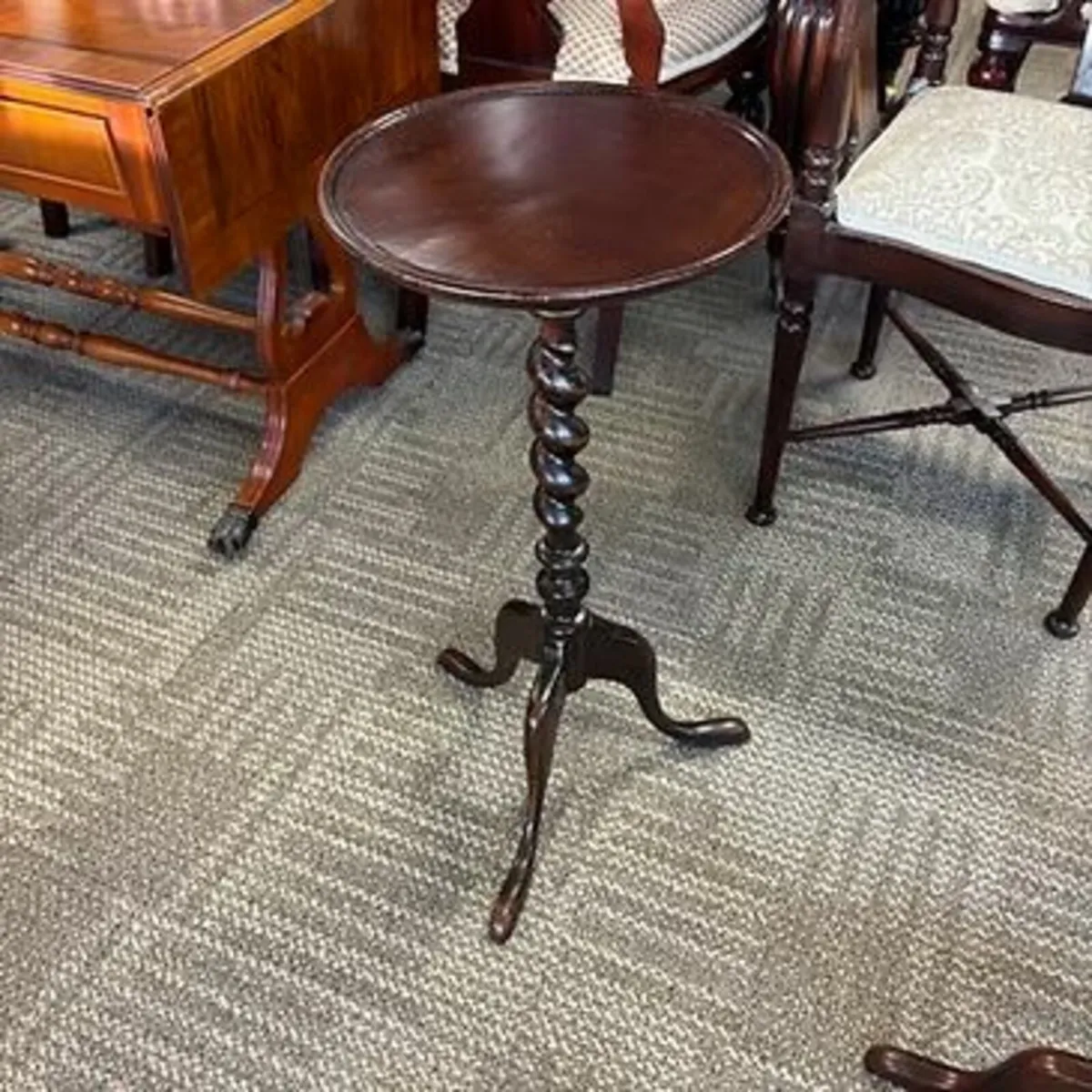 Beautiful mahogany round tripod base wine table. S