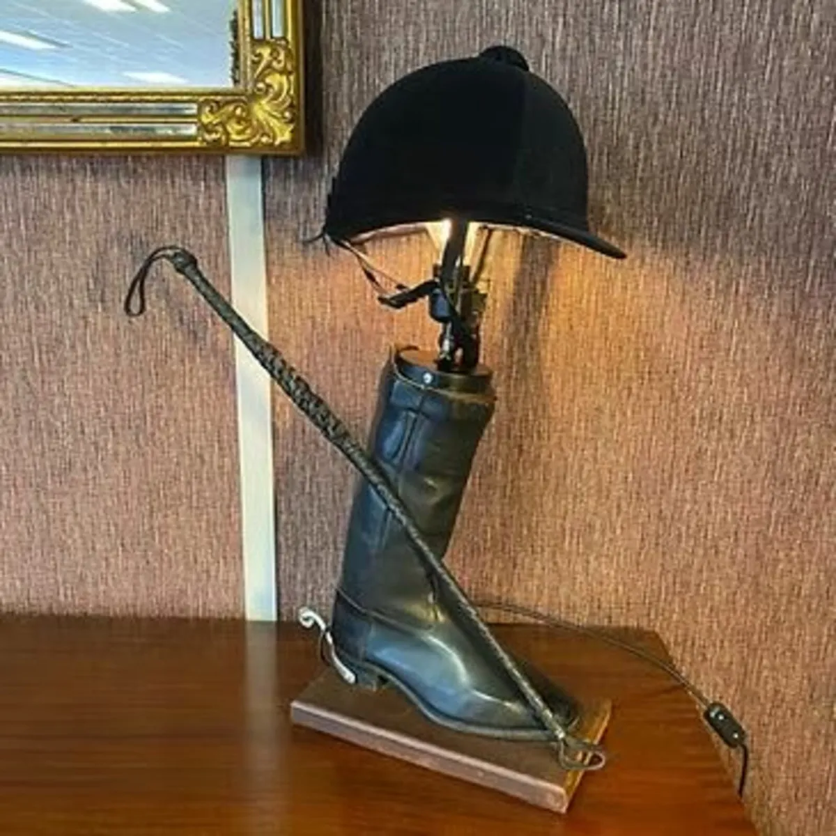 Equestrian novelty riding crop, boot and helmet ta