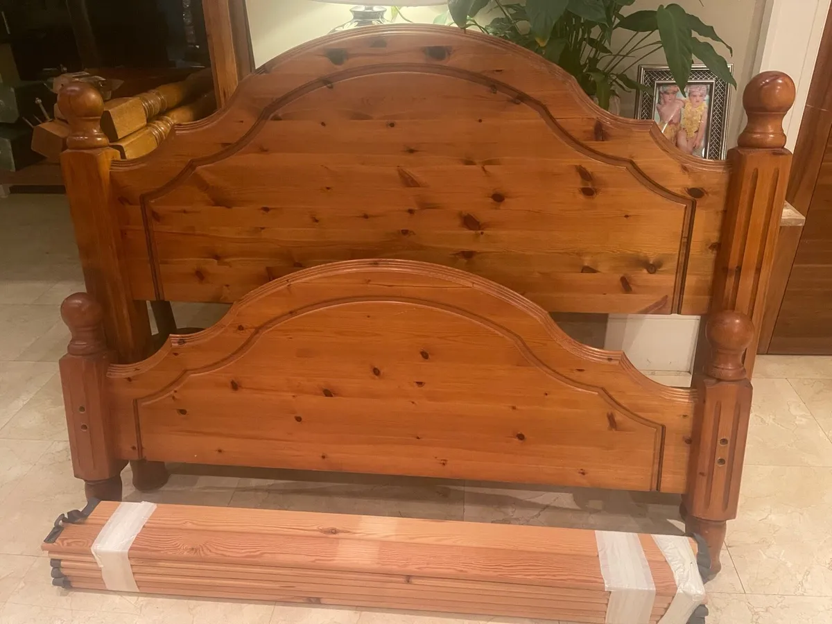 As New - Extremely Solid 5Ft Pine Wooden King Bed