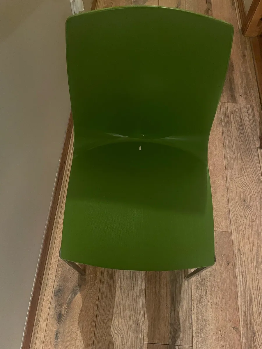 Set of 5 Green Stacking Chairs - Image 2