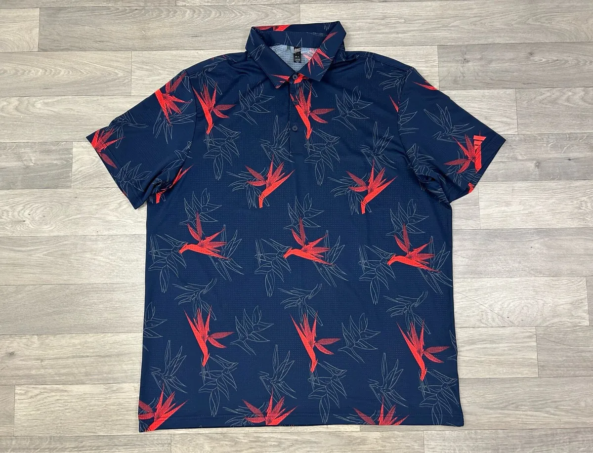 Adidas Floral Patterned Golf Polo Shirt Mens XL - Image 1