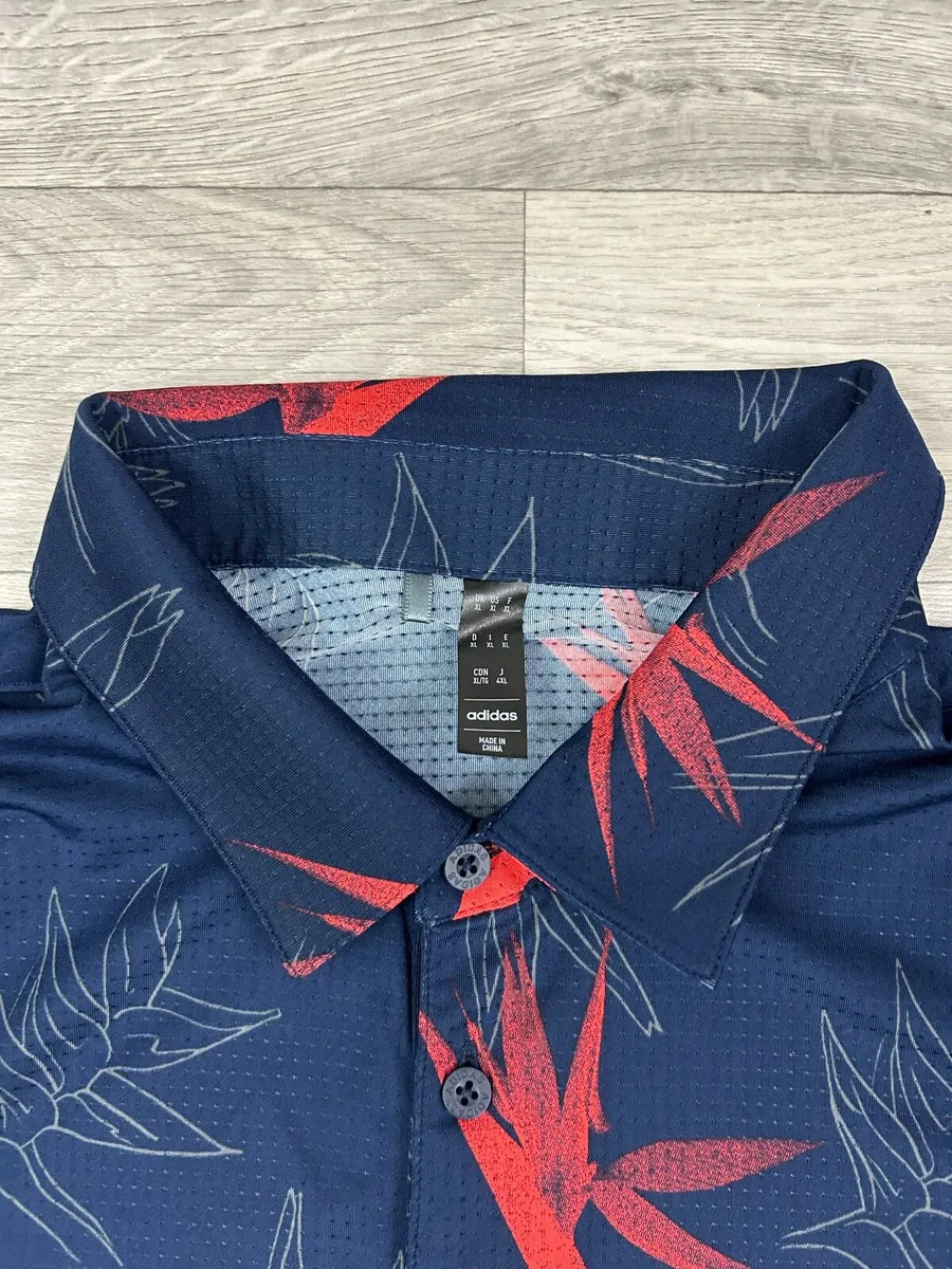 Adidas Floral Patterned Golf Polo Shirt Mens XL - Image 4