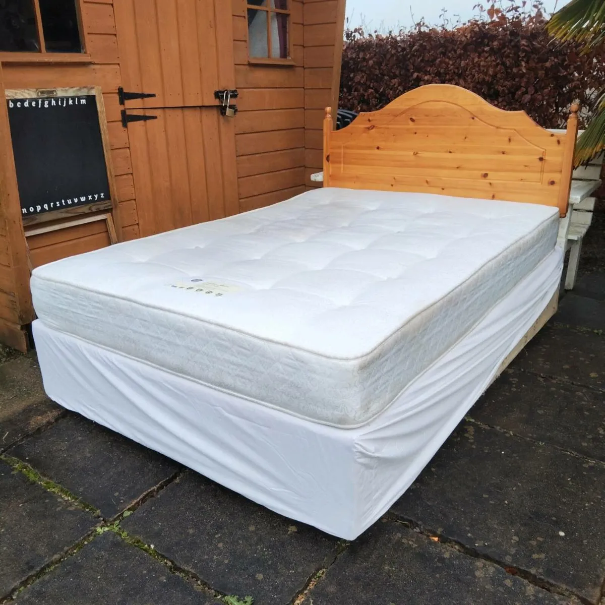 Pine Double bed complete - Image 3