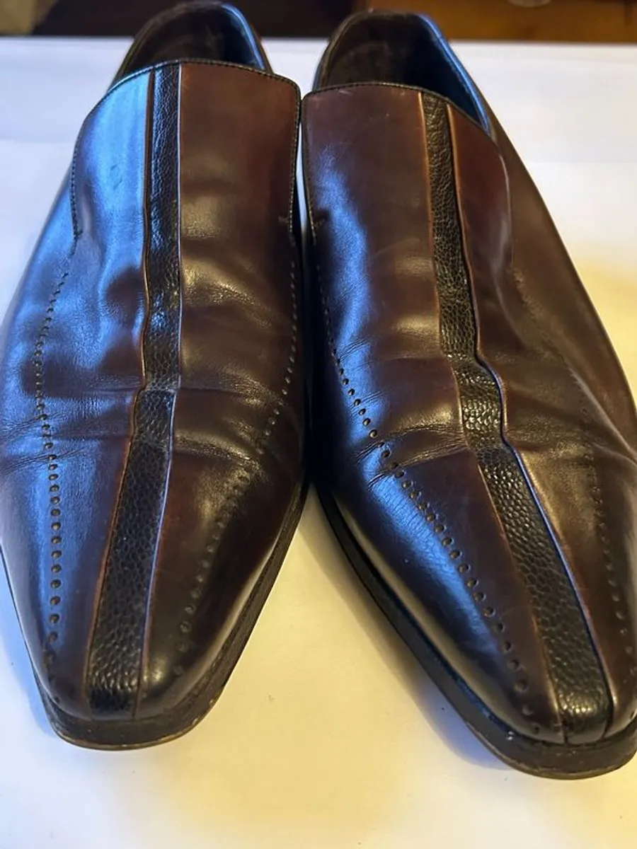 Genuine Artioli Italian Luxury Brown Leather Loafers - UK 10 - Athlone - Image 3