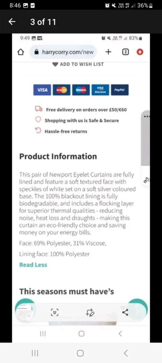 Harry Corry Eyelet Blackout Curtains 2 Pairs - Image 4