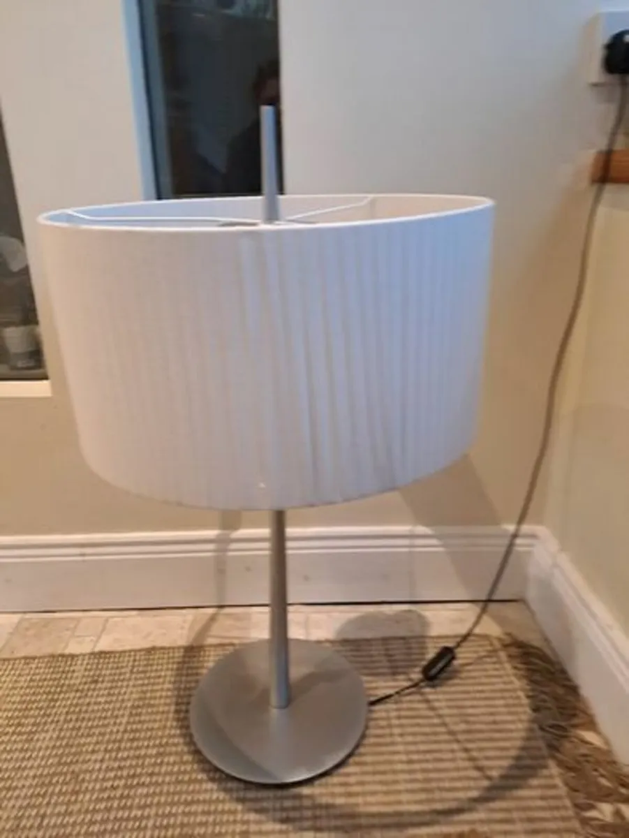 Large table Lamp chrome and linen - Image 1