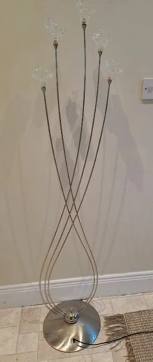 Chrome Lamp with glass flower shades - Image 2