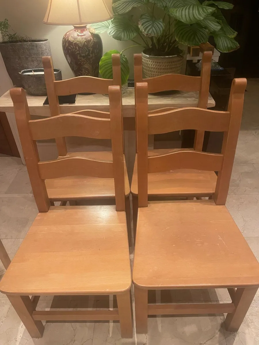 4 x Extremely Sturdy Wooden Kitchen Dining Chairs - Image 1