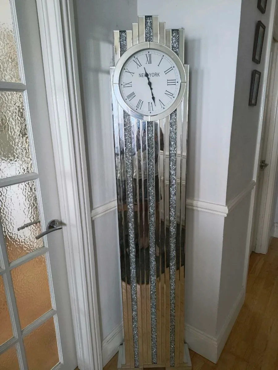 Tall Mirrored Glass Clock - Image 1