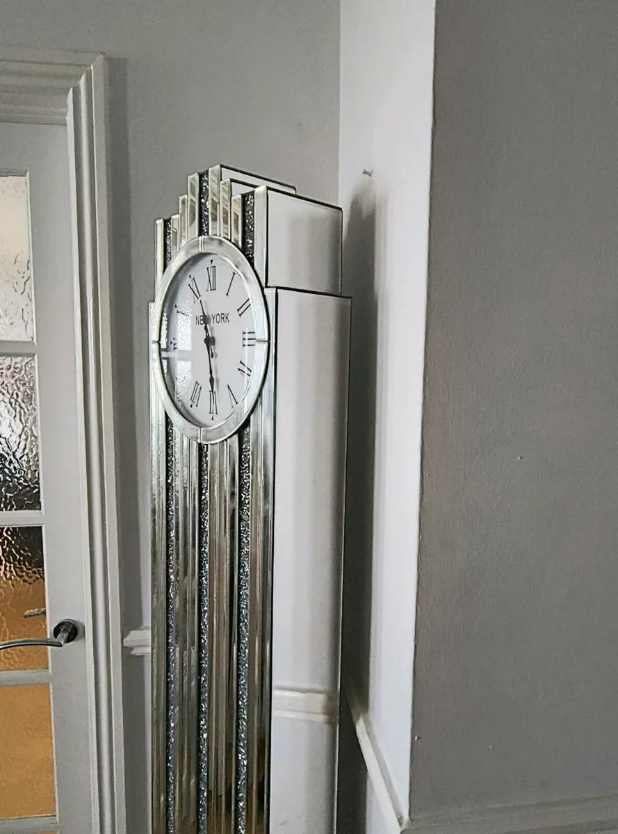 Tall Mirrored Glass Clock - Image 2