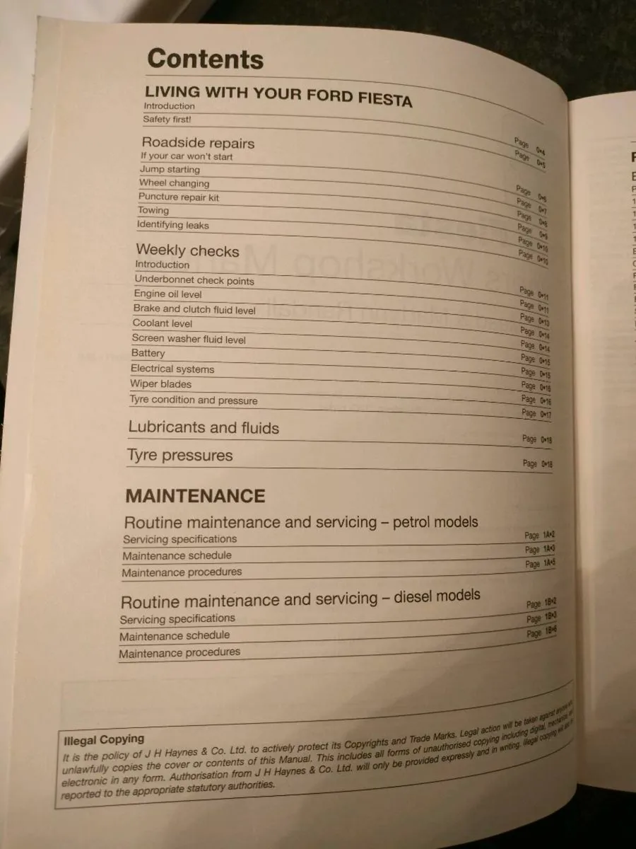 Ford Fiesta Haynes Manual - Image 2