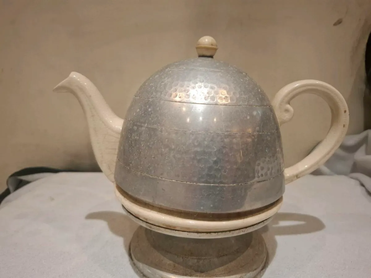 Antique Royal Doulton Teapot with Original Warming - Image 1