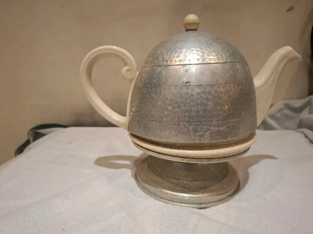 Antique Royal Doulton Teapot with Original Warming - Image 2