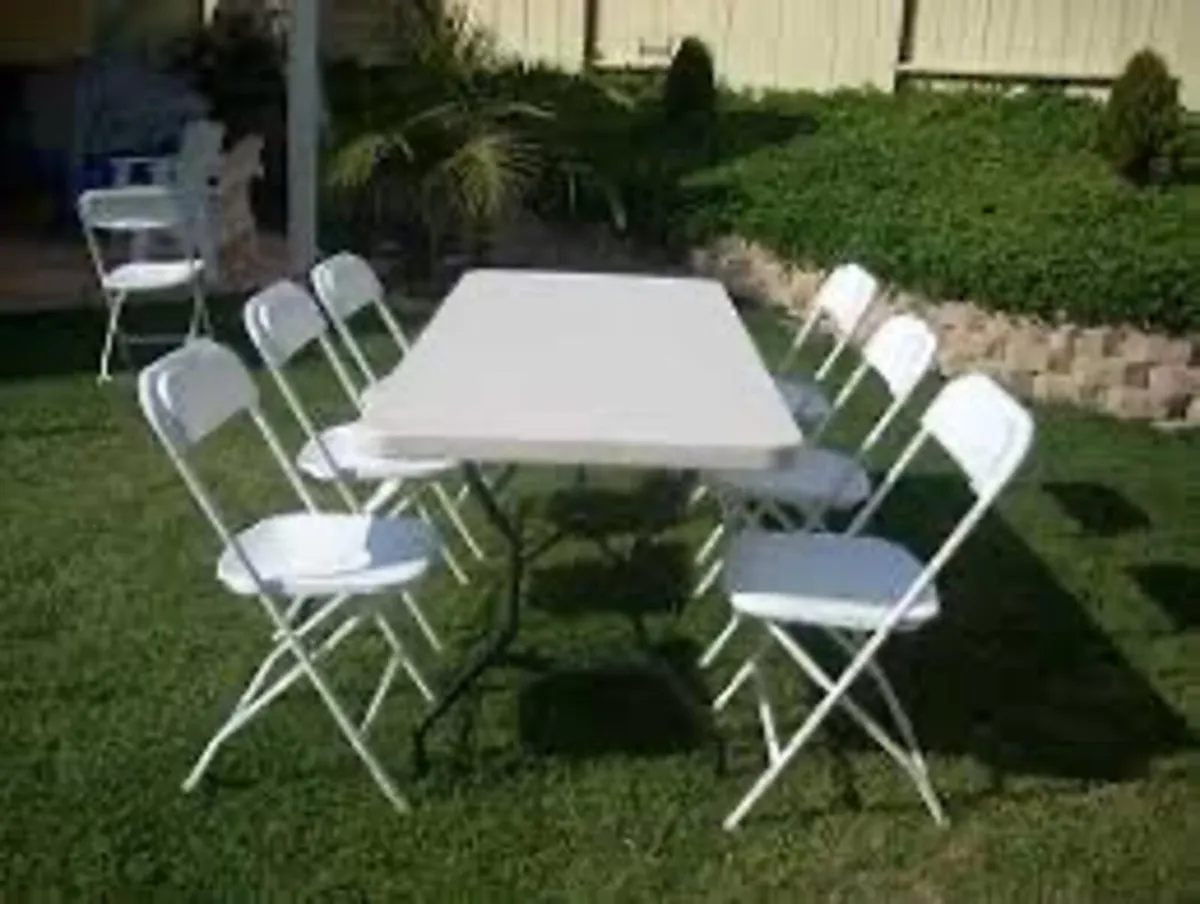 New 6ft Long Folding Table & 6 x Folding Chairs - Image 1