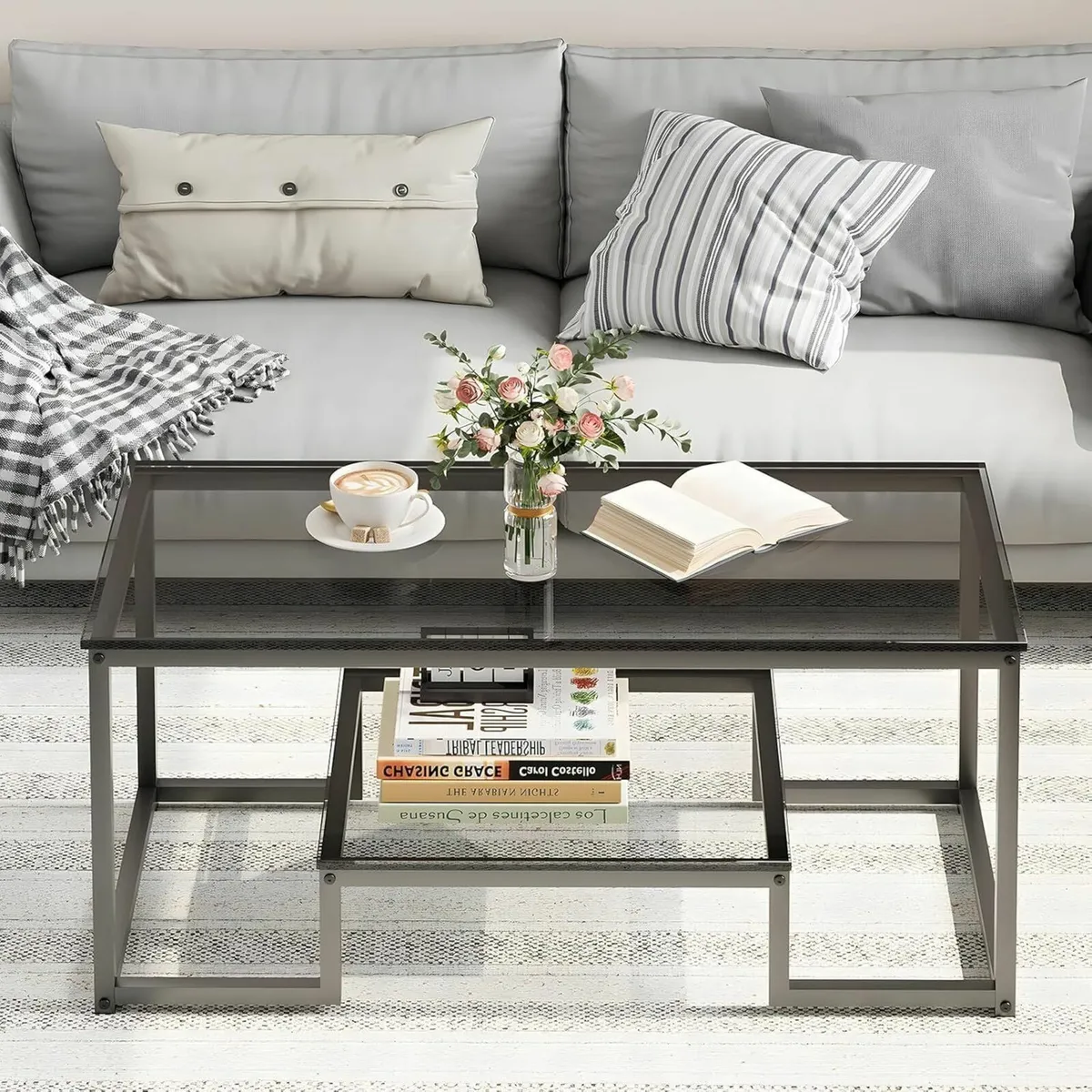 2 Tier Coffee Table Center Tea Tables Living Room - Image 2