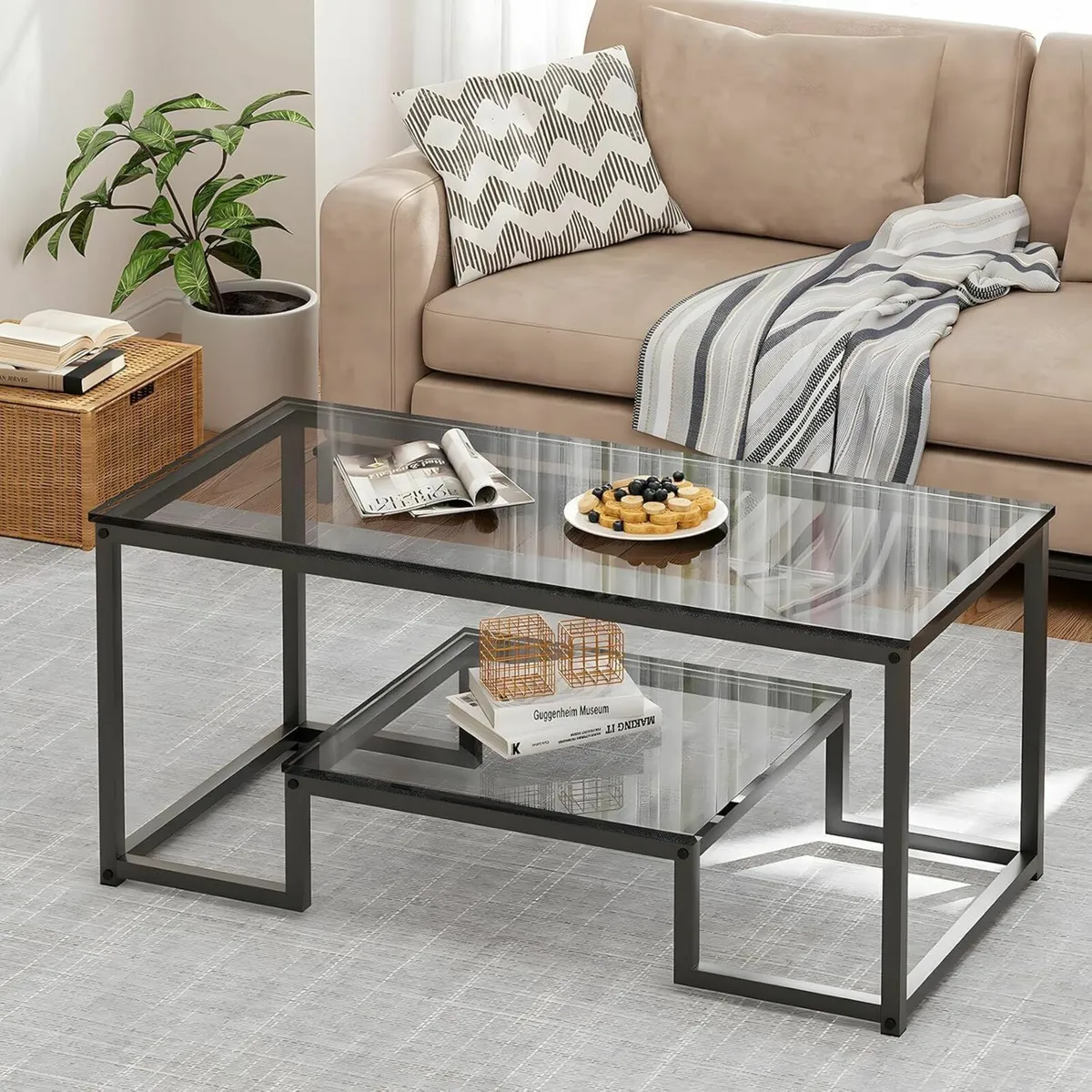 2 Tier Coffee Table Center Tea Tables Living Room - Image 4