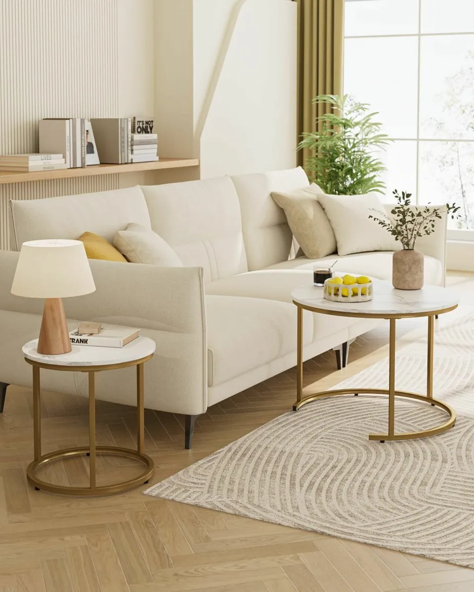 Round Coffee Tables Removable Set of 2 End Table - Image 4