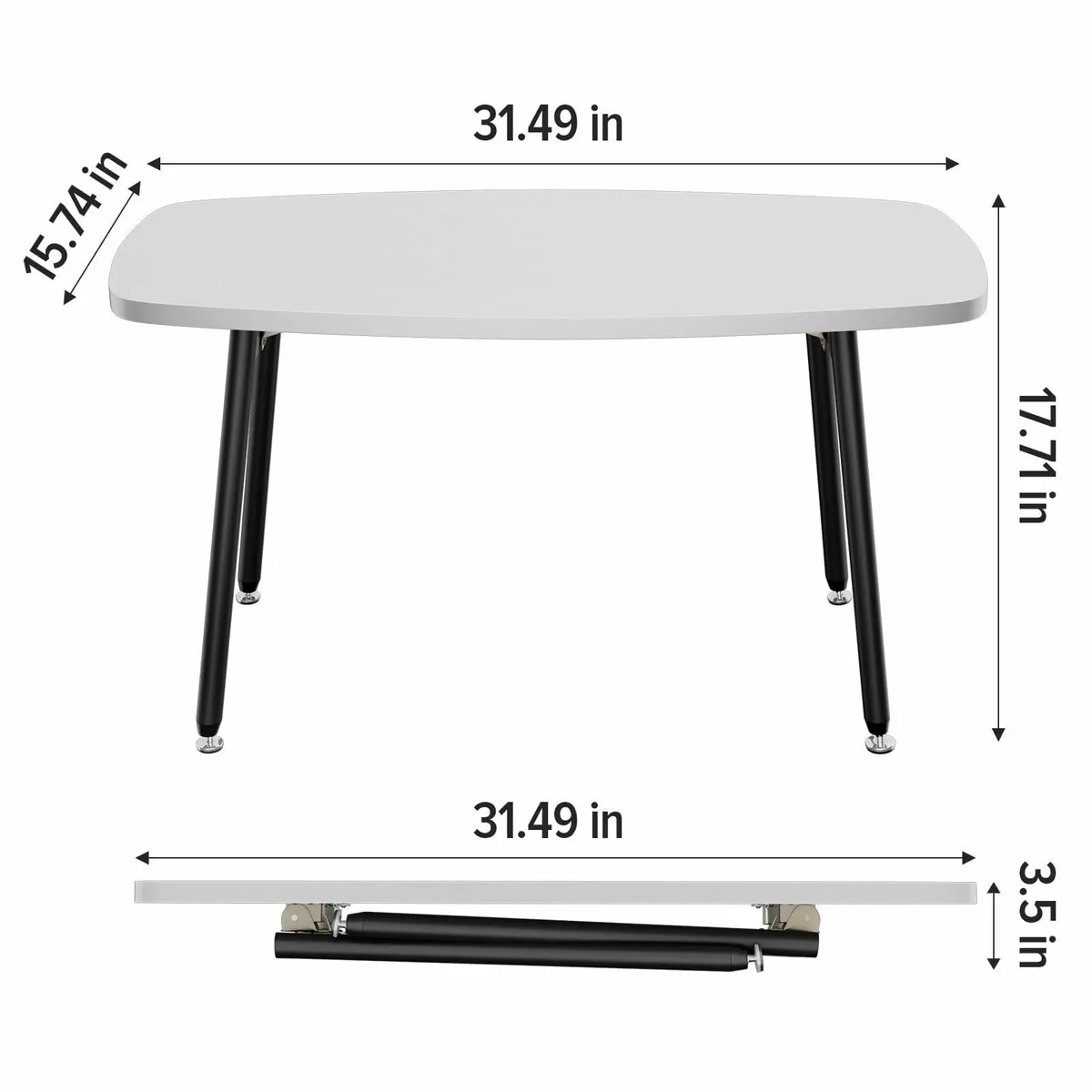 Foldable Coffee Table White Small Tables for - Image 2