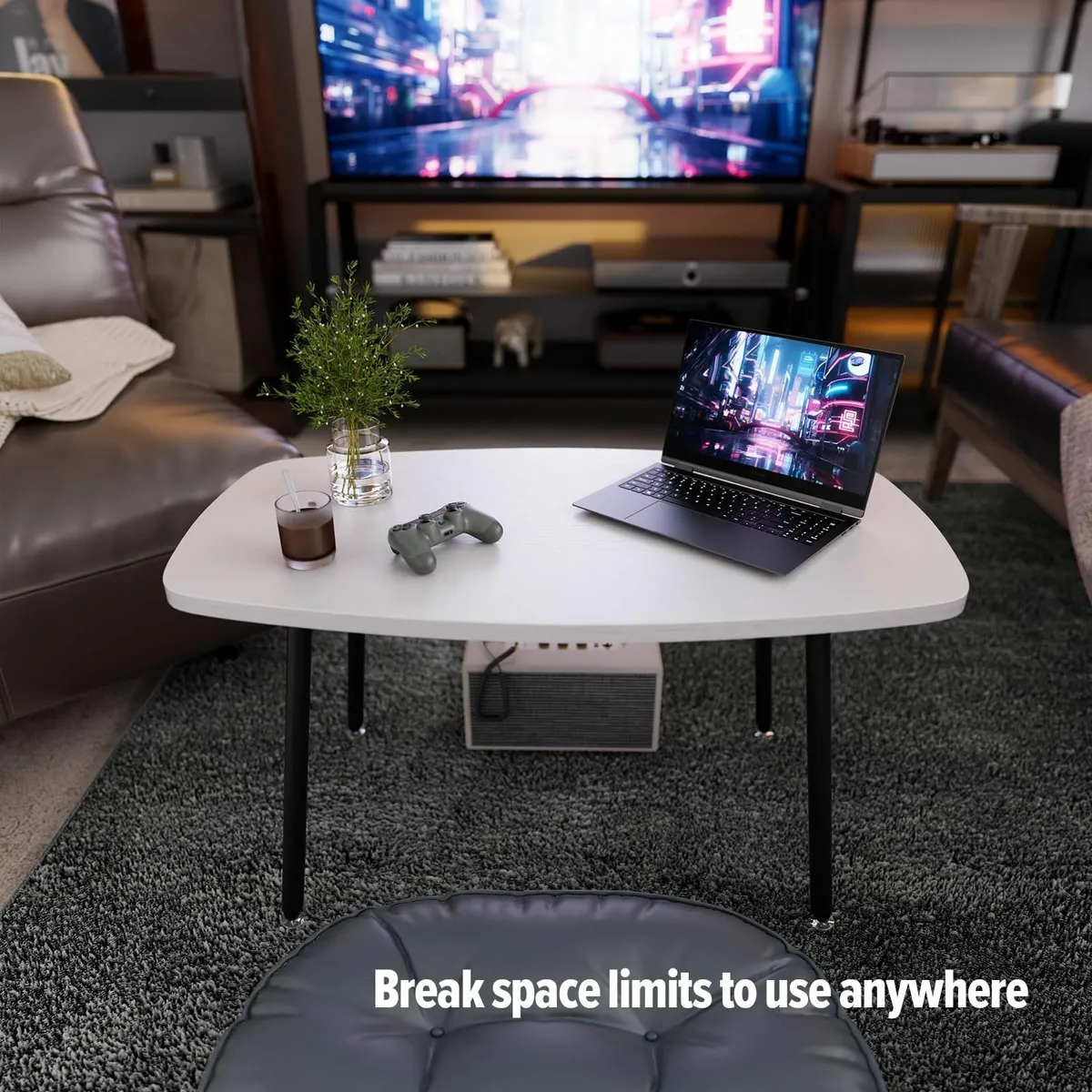 Foldable Coffee Table White Small Tables for - Image 4