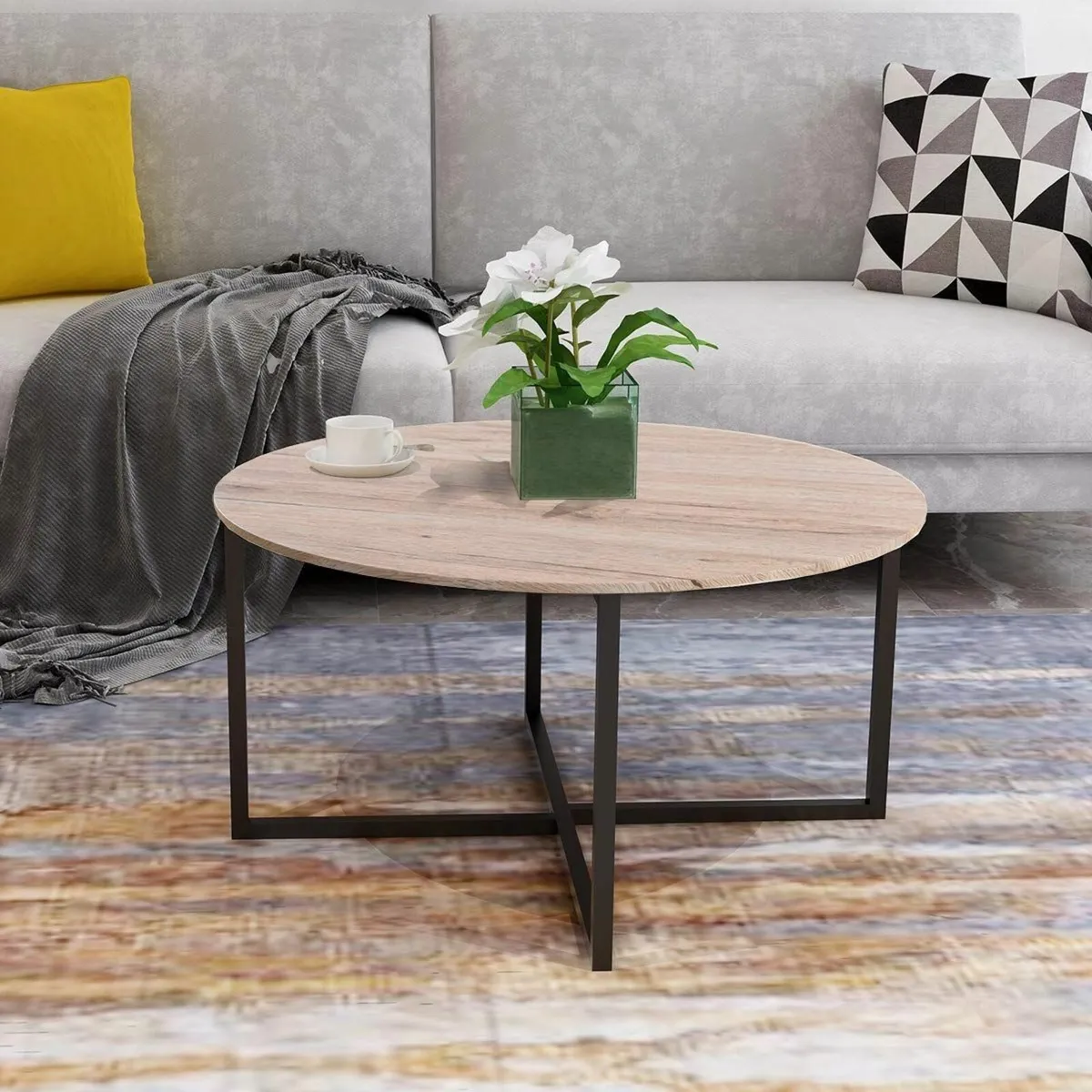 Round Coffee Table Tea End Sofa for Living Room - Image 4