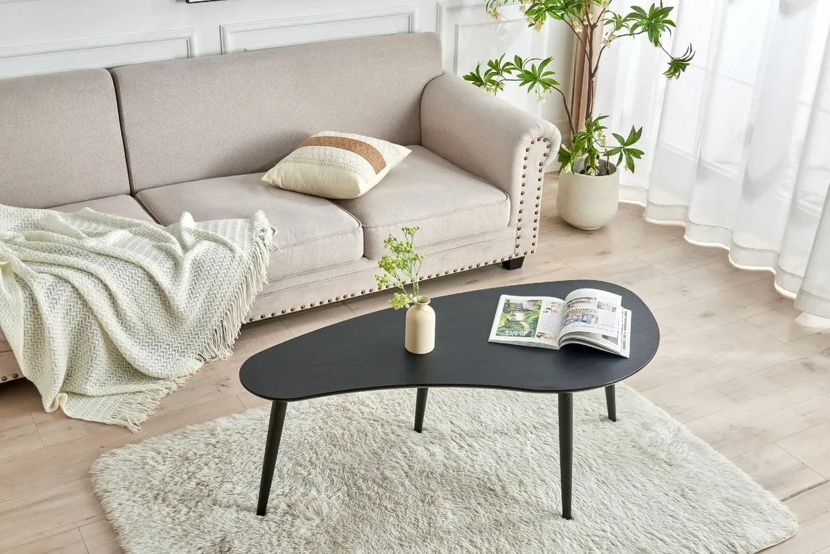 Wooden Oval Coffee Table;Mid Century Modern Side - Image 4