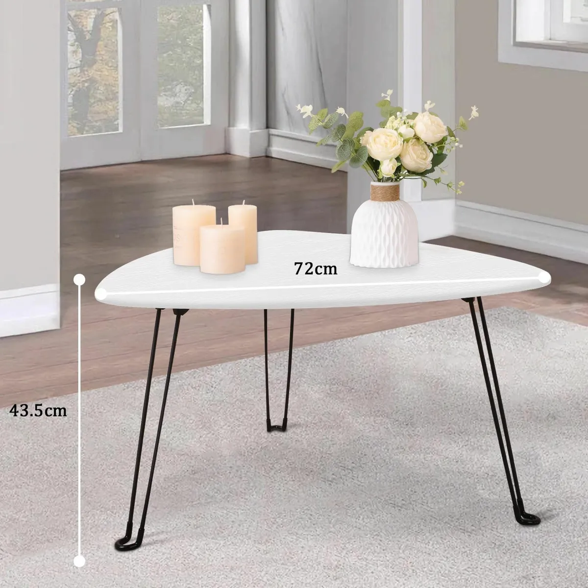 Coffee Table for Small Spaces White Folding - Image 3