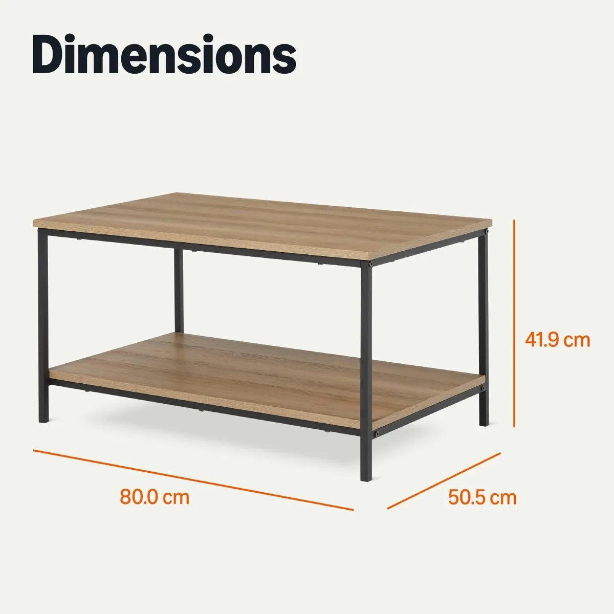 Coffee Table Rectangular with Bottom Shelf Living - Image 2