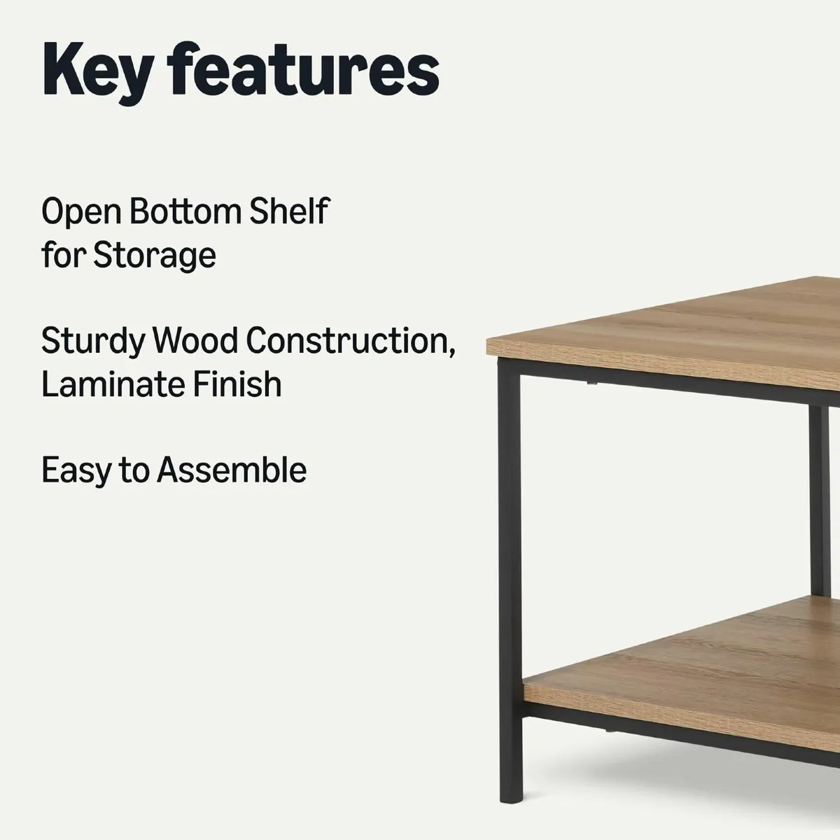 Coffee Table Rectangular with Bottom Shelf Living - Image 3