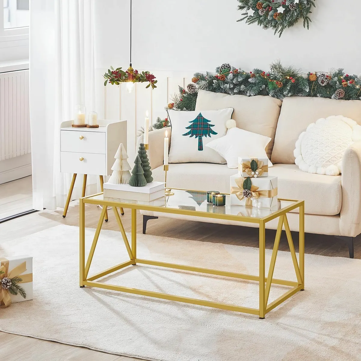 Glass Coffee Table Gold Tables for Living Room 1 - Image 4