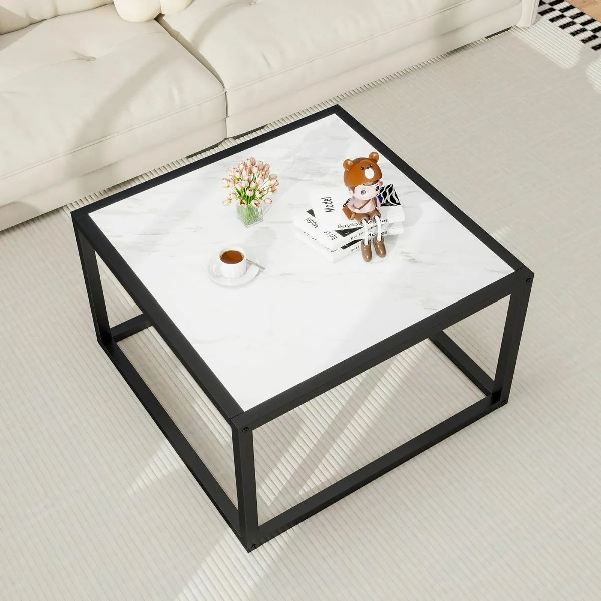 Square Coffee Table for Living Room Simple Center - Image 2