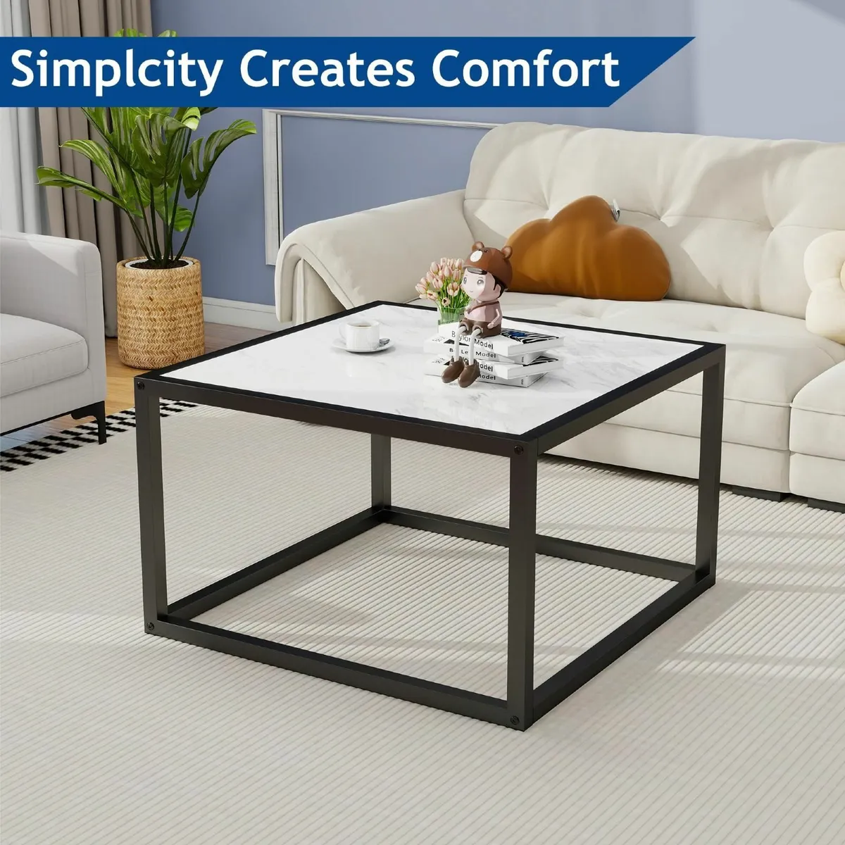 Square Coffee Table for Living Room Simple Center - Image 4