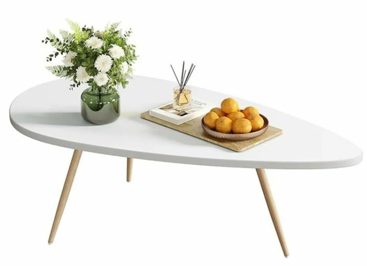 Oval Coffee Table Small Tables for Space Modern - Image 1