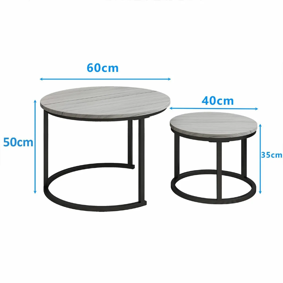 Round Coffee Table Set of 2 Nesting Side for - Image 2